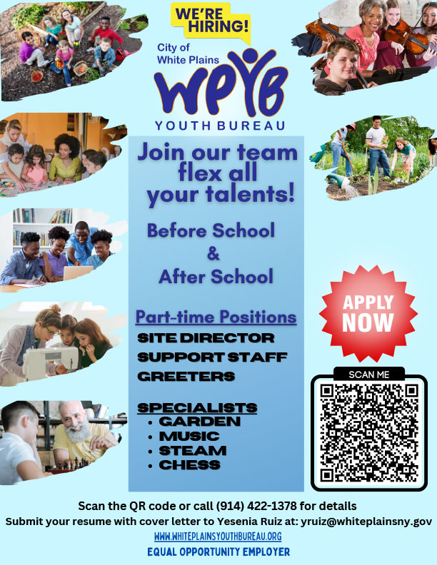The City of White Plains Youth Bureau is Hiring! 